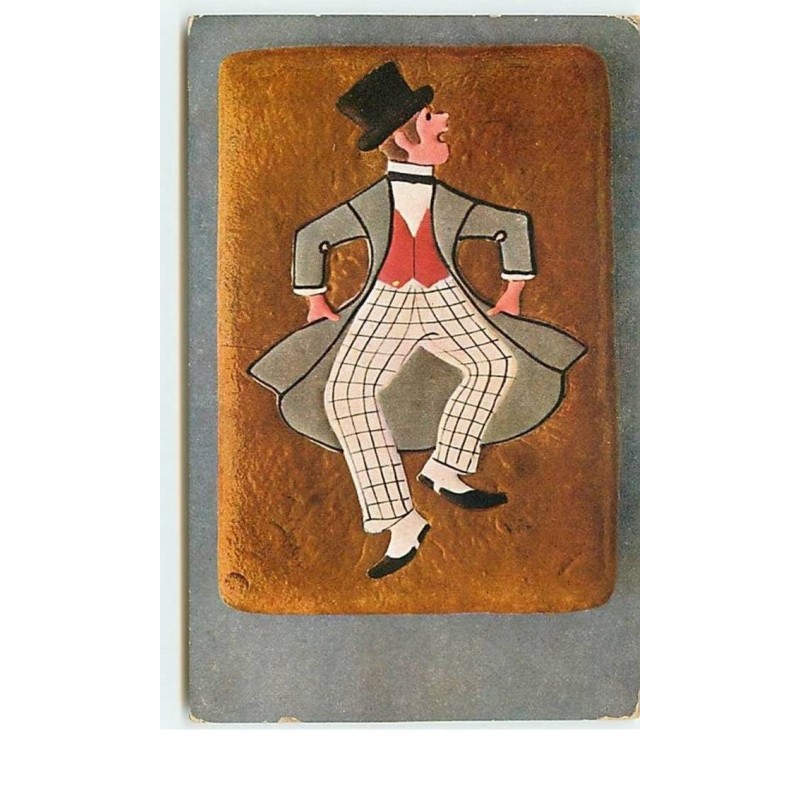n°13356 - Homme en redingote et haut de forme sur Biscuit - Pain Epice