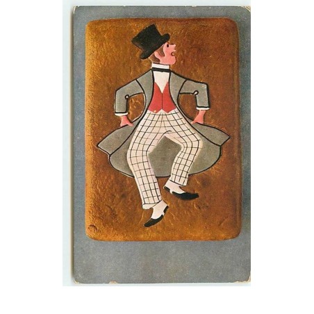 n°13356 - Homme en redingote et haut de forme sur Biscuit - Pain Epice