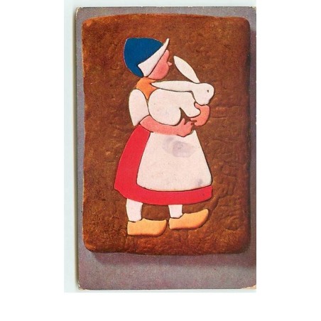 n°13358 - Femme portant un lapin sur Biscuit - Pain Epice