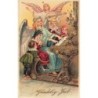 n°28175 - Carte Gaufrée - Noël - Glaedelig Jul - Enfants autour d'un Ange Gardien jouant du piano