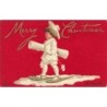 n°28176 - Carte Gaufrée - Illustrateur Ellen Clapsaddle - Merry Christmas - Enfant marchant avec des raquettes