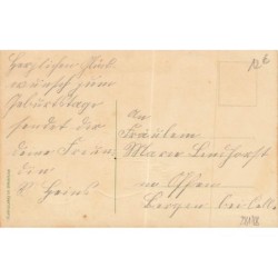n°28178 - Anniversaire - Fillette tenant des teckels tirant une petite charette - Maison champignon