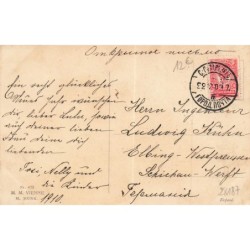 n°28187 - Fantaisie - MM Vienne n°475 - Femme assise avec un cochon sur une bouteille de champagne