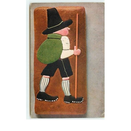 n°13363 - Homme se promenant sur Biscuit - Pain Epice