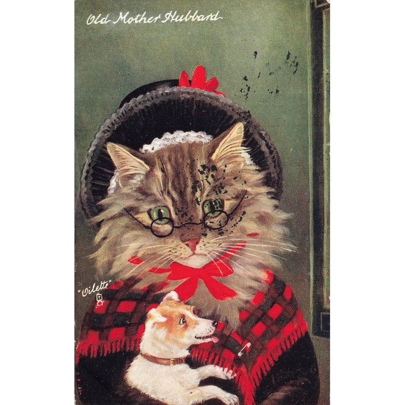 n°28198 - Illustrateur Barnes - Oilette -  Old Mother Hubbard - Chat habillé, portant un chien