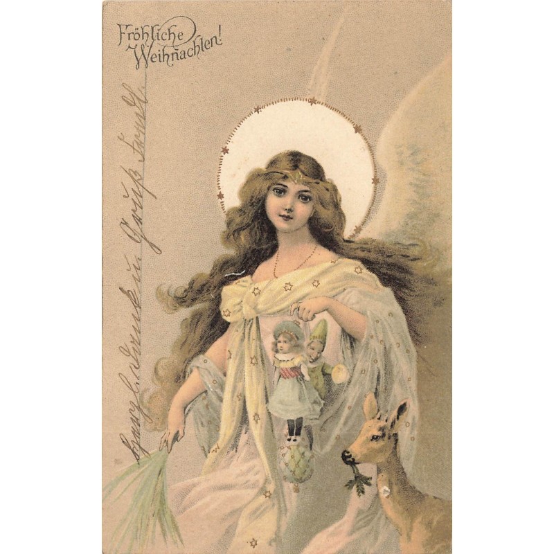 n°28201 - Noël - Fröhliche Weihnachten - Jeune femme tenant des marionnettes