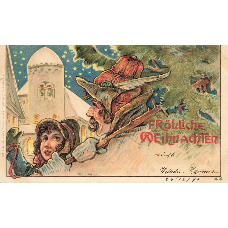 n°28203 - Noël - Stengel & Co - Fröhliche Weihnachten - Homme apportant un sapin