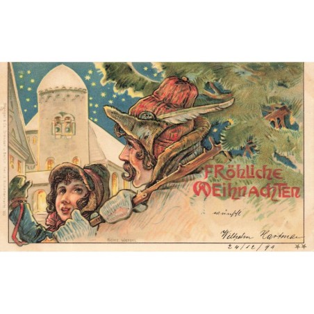 n°28203 - Noël - Stengel & Co - Fröhliche Weihnachten - Homme apportant un sapin