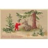 n°28205 - Noël - Fröhliche Weihnachten - Lutin donnant une pomme à une biche couchée