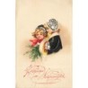 n°28210 - Carte Gaufrée - Noël - Fröhliche Weihnachten - Deux fillettes