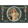n°28216 - Carte Gaufrée - Noël - Fröhliche Weihnachten - Fillette tenant une lanterne