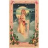 n°28217 - Carte Gaufrée - Fröhliche Weihnachten - Ange gardien soufflant dans des trompettes dans le ciel étoilé