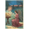 n°28225 - Carte Gaufrée - Joyeux Noël- Anges gardiens veillant sur un bébé