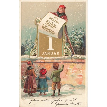 n°28232 - Carte Gaufrée - Nouvel An - Die besten Glück Wünsch - Ephéméride