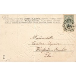 n°28239 - Carte Gaufrée - MSIB 13544 - Bonne Année 1906 - Homme sur son cheval sautant une barrière
