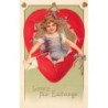 n°28242 - Carte Gaufrée - Clapsaddle - Saint-Valentin - Love's fair exchange - Jeune fille sortant d'un coeur