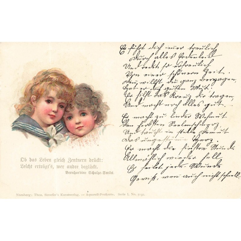 n°28250 - Fantaisie - Stroefer's - Style Brundage - Portrait de deux fillettes