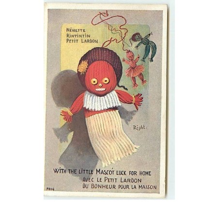 n°13375 - Right - Nénette, Rintintin, Petit Lardon - with the little mascot luck for home - Poupées en laine