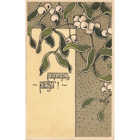 n°28263 - Fantaisie - Art Nouveau - Meissner - Frohes Fest - Gui
