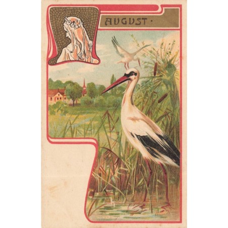 n°28264 - Fantaisie - Art Nouveau - August - Cigogne - Femme