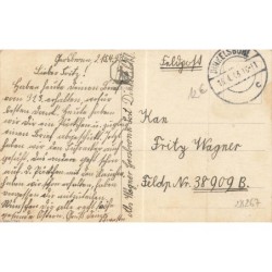 n°28267 - Flatscher - Fröhliche Ostern - Ange assis sur une boite à chapeau entouré de poussins et d'un lièvre