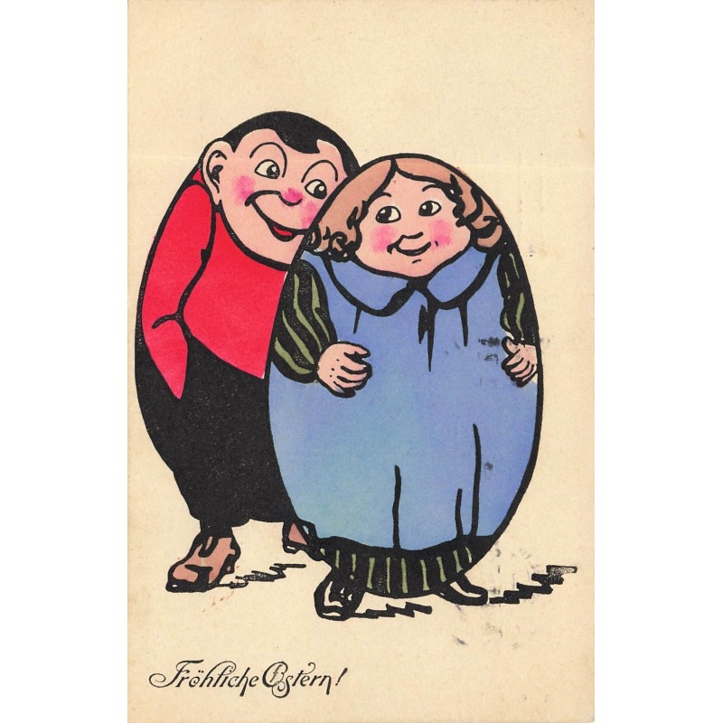 n°28270 - BKWI 4090 - Fröhliche Ostern - Couple ayant une forme d'oeuf humanisés