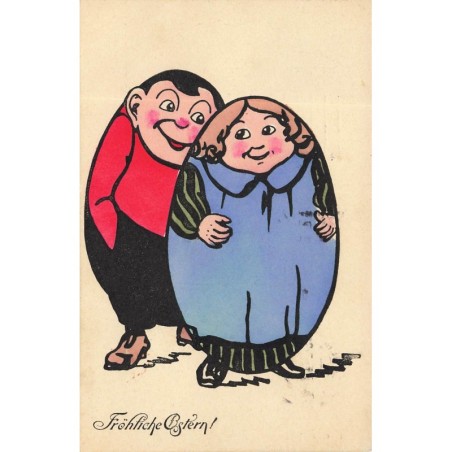 n°28270 - BKWI 4090 - Fröhliche Ostern - Couple ayant une forme d'oeuf humanisés