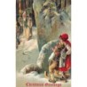 n°28275 - Carte Gaufrée - 5413 - Christmas Greetings - Enfant espionnant le Père Noël marchant dans la forêt