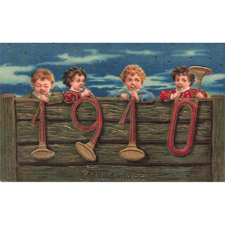 n°28284 - Nouvel An - Bonne Année 1910 - Enfants jouant de la musique