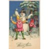 n°28286 - Nouvel An - Bonne Année - Lutins trinquant avec un bonhomme de neige