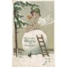 n°28288 - Nouvel An - Angelot assis sur une grosse boule de neige