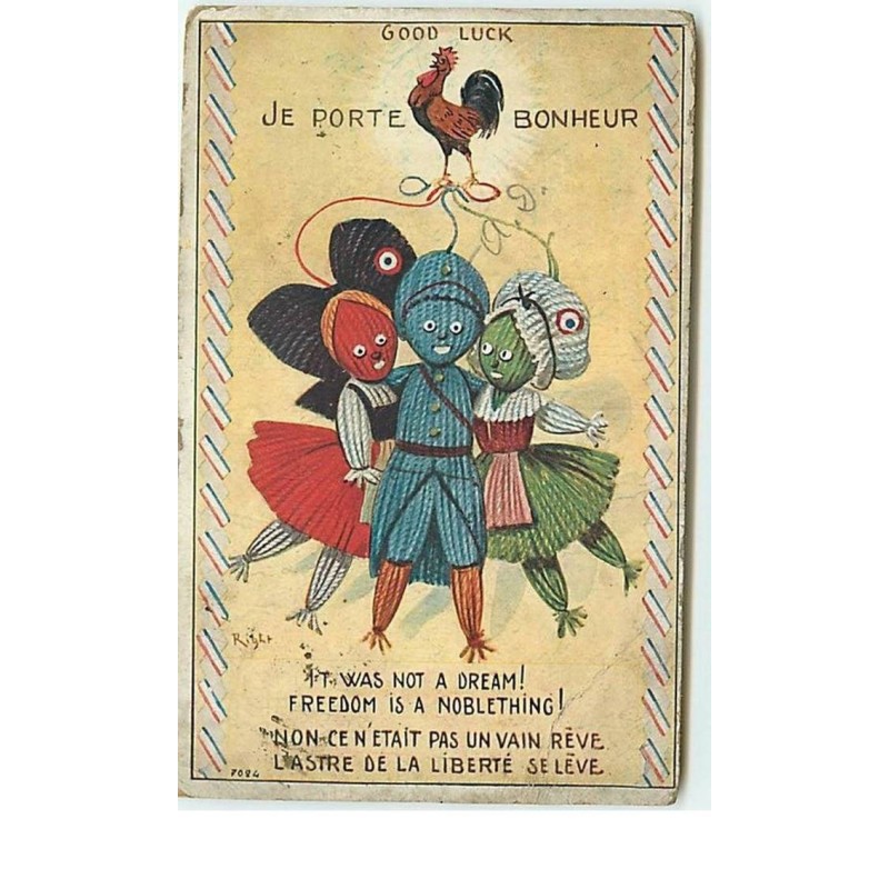 n°13378 - Right - Good Luck - Je Porte Bonheur - It was not a dream! Freedom is a noblething !- Poupées en laine