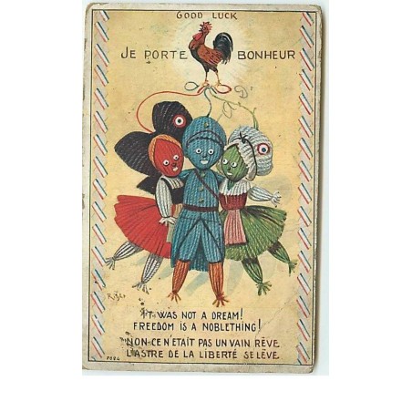 n°13378 - Right - Good Luck - Je Porte Bonheur - It was not a dream! Freedom is a noblething !- Poupées en laine
