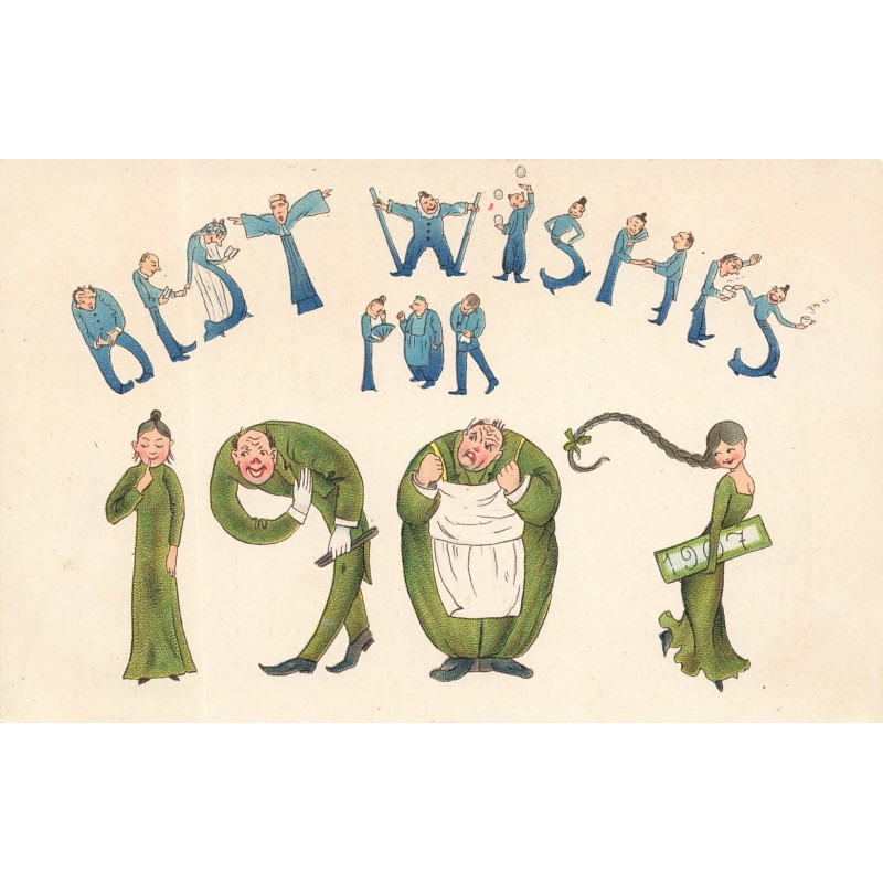 n°28290 - Nouvel An - Best Wishes for 1907 - Hommes et femmes