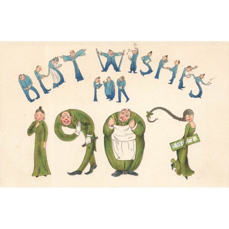 n°28290 - Nouvel An - Best Wishes for 1907 - Hommes et femmes