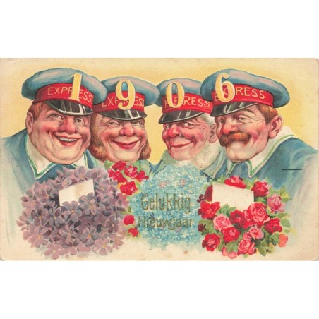 n°28294 - Carte Gaufrée - Nouvel An - Gelukkig Nieuwjaar 1906 - Hommes - Express
