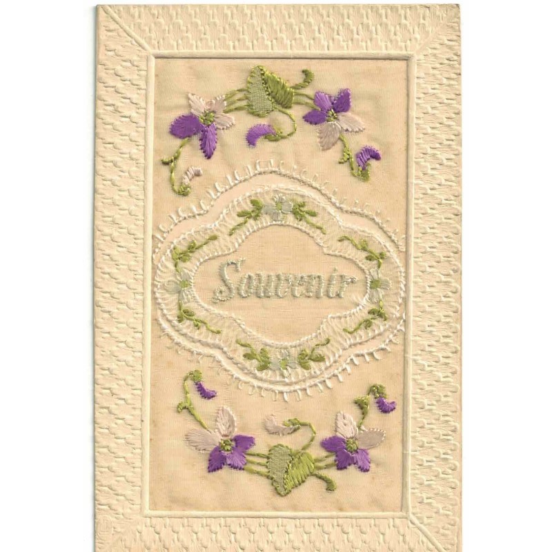 n°28251 - Fantaisie - Carte Brodée - Souvenir - Fleurs