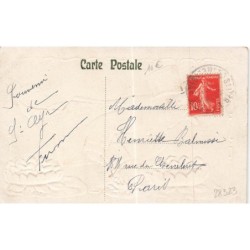 n°28323 - Carte Gaufrée - 1er Avril - Ne le faites pas frire, mieux vaut en rire - Poisson habillé - nénuphar