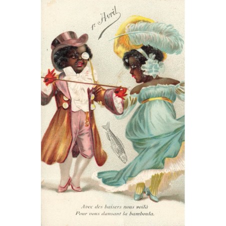 n°28325 - 1er Avril - Avec des baisers nous voilà pour vous dansant la bamboula - Enfants noirs dansant
