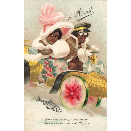 n°28326 - 1er Avril - Nous venons en grande vitesse vous portez les voeux d'allégresse - Enfants noirs