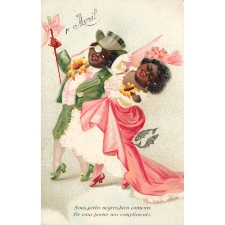 n°28327 - 1er Avril - Nous petits nègres bien contents de vous porter nos compliments - Enfants noirs