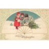 n°28333- Carte Gaufrée - Noël - Fröhliche Weihnachten- Enfants coupant un sapin