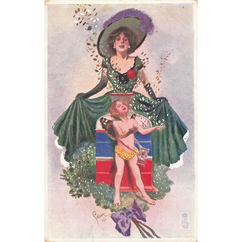 n°28347 - Fantaisie - Ange dans les jupes d'une femme