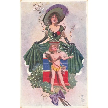 n°28347 - Fantaisie - Ange dans les jupes d'une femme