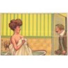 n°28348 - Carte à Système - Fantaisie - Homme surprenant une jeune femme sortant du bain