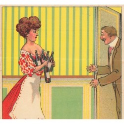 n°28348 - Carte à Système - Fantaisie - Homme surprenant une jeune femme sortant du bain