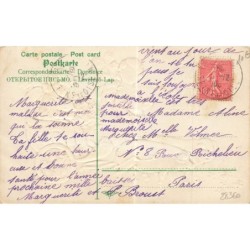 n°28360 - Carte Gaufrée - Bonne et Heureuse Année - Deux anges, l'un dans une voiture tirée par des cochons