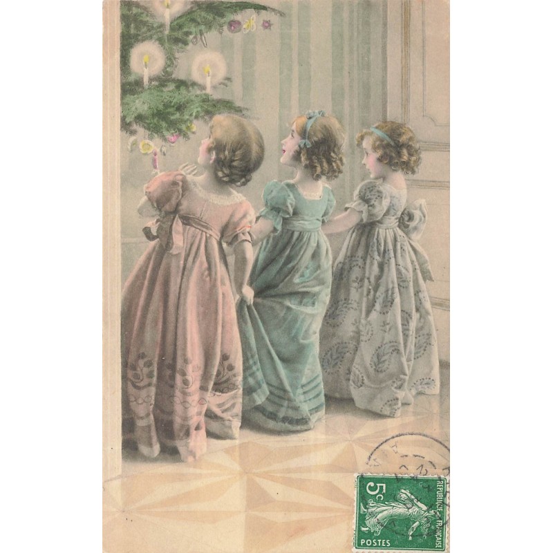 n°28361 - Noël - MM Vienne n°327 - Trois fillettes admirant un sapin