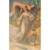 n°28366 - Carte Gaufrée - SER 114 - Joyeux Noël - Ange gardien passant dans une rue éclairée par une étoile