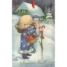 n°28370 - Illustrateur Hannes Petersen - Joyeux Noël - Père Noël près d'une maison